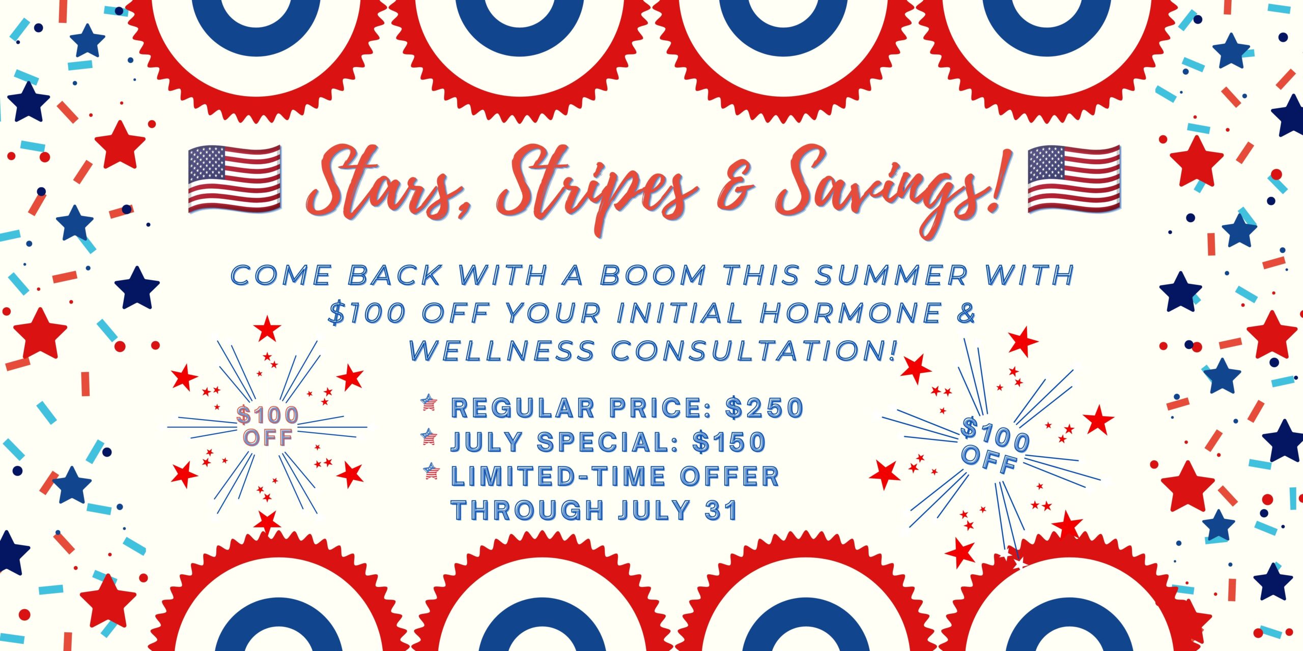 Red and Blue Banner Fourth of July Facebook Post